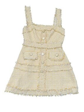 Zara Yellow Tweed Mini Dress Sz S